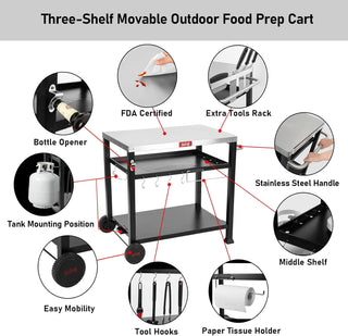 Pizza Oven Stand - Stainless Steel - 3 shelves- Feasto