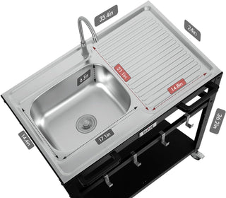 Portable Outdoor Sink with Faucet and Drainboard - Feasto