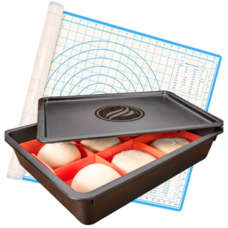 Pizza Dough Box Container And Silicone Dough Mat Bundle