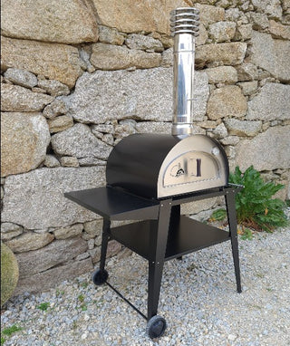 Portable Wood Fired Pizza Oven Pizzi with Portable Cart - Matte Black