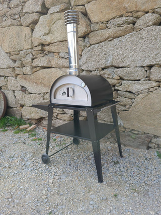 Portable Wood Fired Pizza Oven Pizzi with Portable Cart - Matte Black