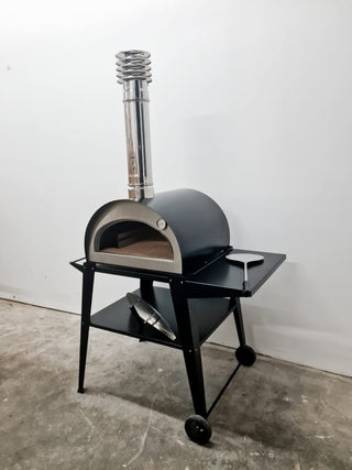 Portable Wood Fired Pizza Oven Pizzi with Portable Cart - Matte Black