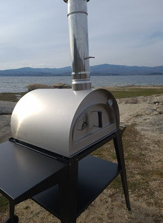 Portable Wood Fired Pizza Oven Pizzi with Portable Cart - Stainless