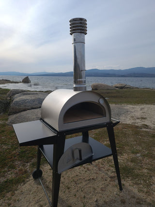 Portable Wood Fired Pizza Oven Pizzi with Portable Cart - Stainless