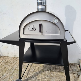 Portable Wood Fired Pizza Oven Pizzi with Portable Cart - Stainless